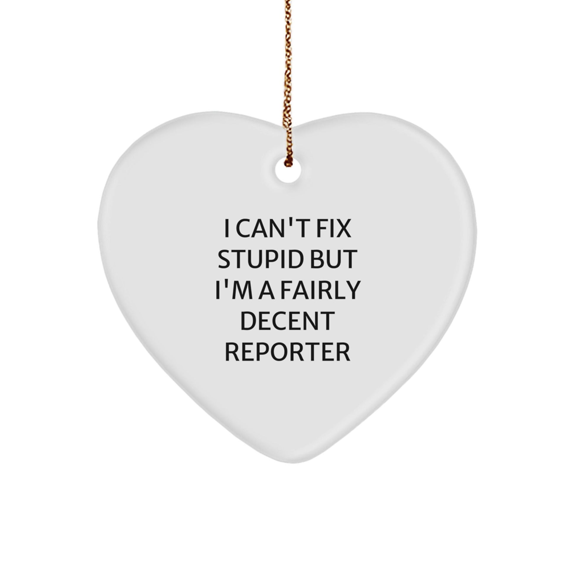 Funny Reporter Gifts for Men - Heart Ornament with I 'm A Fairly Decent Reporter Quote, Christmas Unique Gifts from Family, Friends, Coworkers - The Buy Boom