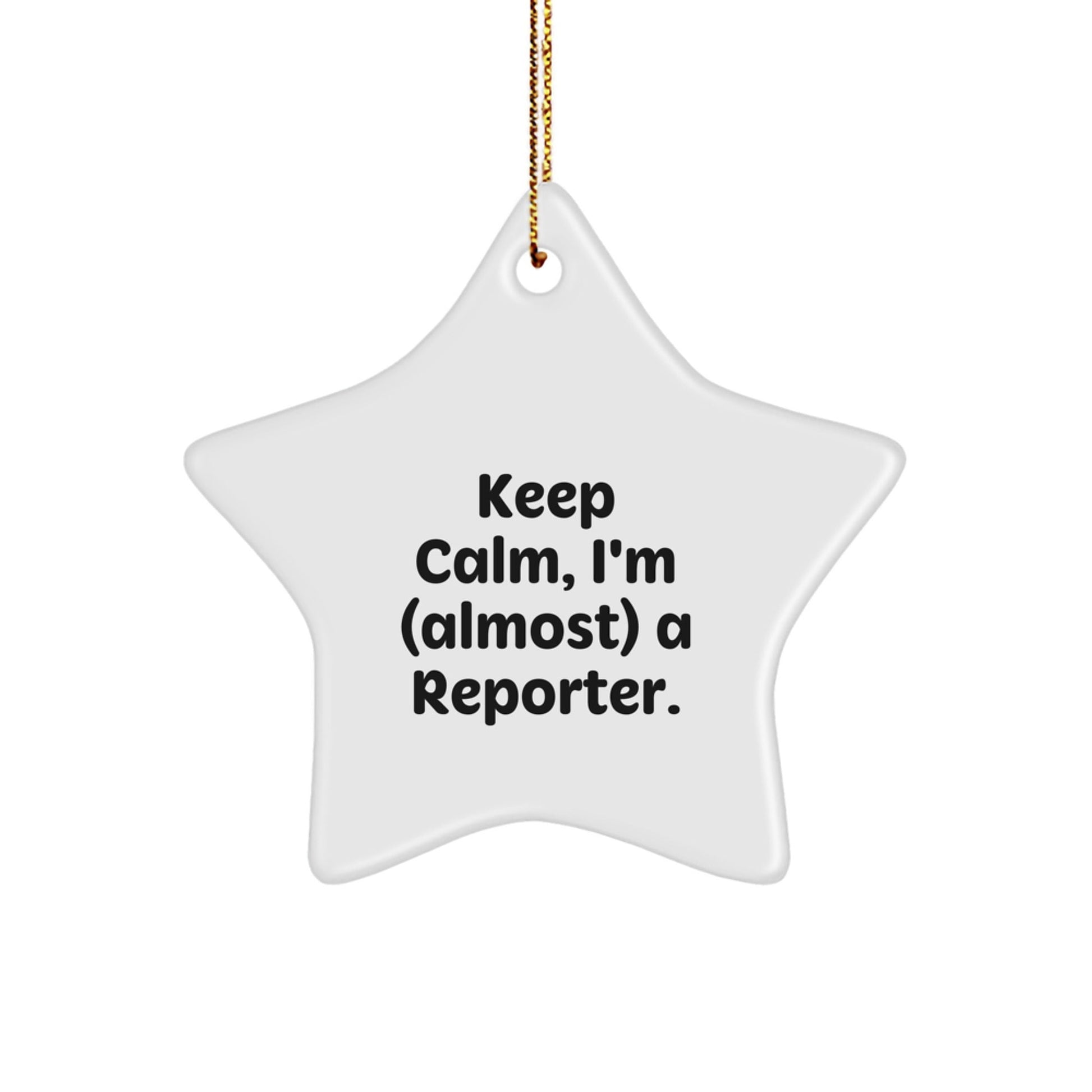 Funny Reporter Gifts for Men, Women, Coworkers, Friends - Keep Calm I'm (almost) A Reporter Star Ornament Christmas Unique Gifts from Family - The Buy Boom