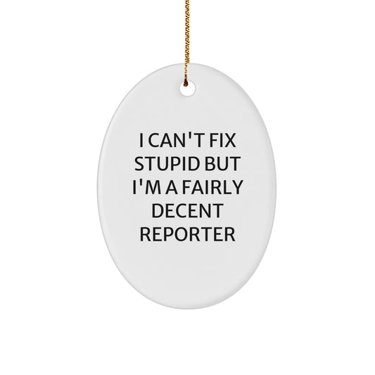 Funny Reporter Oval Ornament Gifts from Friends, Family, or Coworkers for Christmas Unique Gifts - The Buy Boom