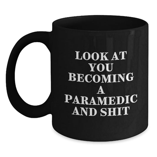 Funny Rescue Worker Gifts, Black Coffee Mug, Christmas Cheer for Rescue Worker Friends and Family, Look At You Becoming A Rescue Worker And Shit - The Buy Boom