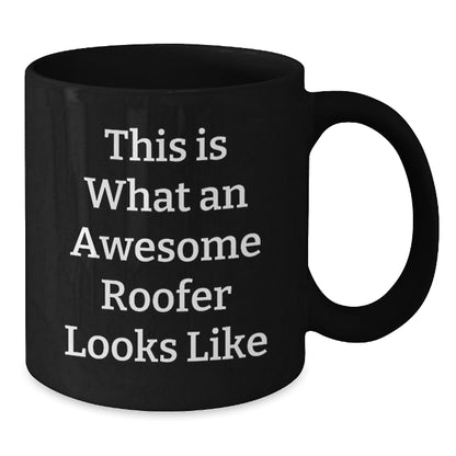 Funny Roofer Gifts from Friends for Men, 'This Is What An Awesome Roofer Looks Like' Black Coffee Mug, Unique Graduation Presents - The Buy Boom