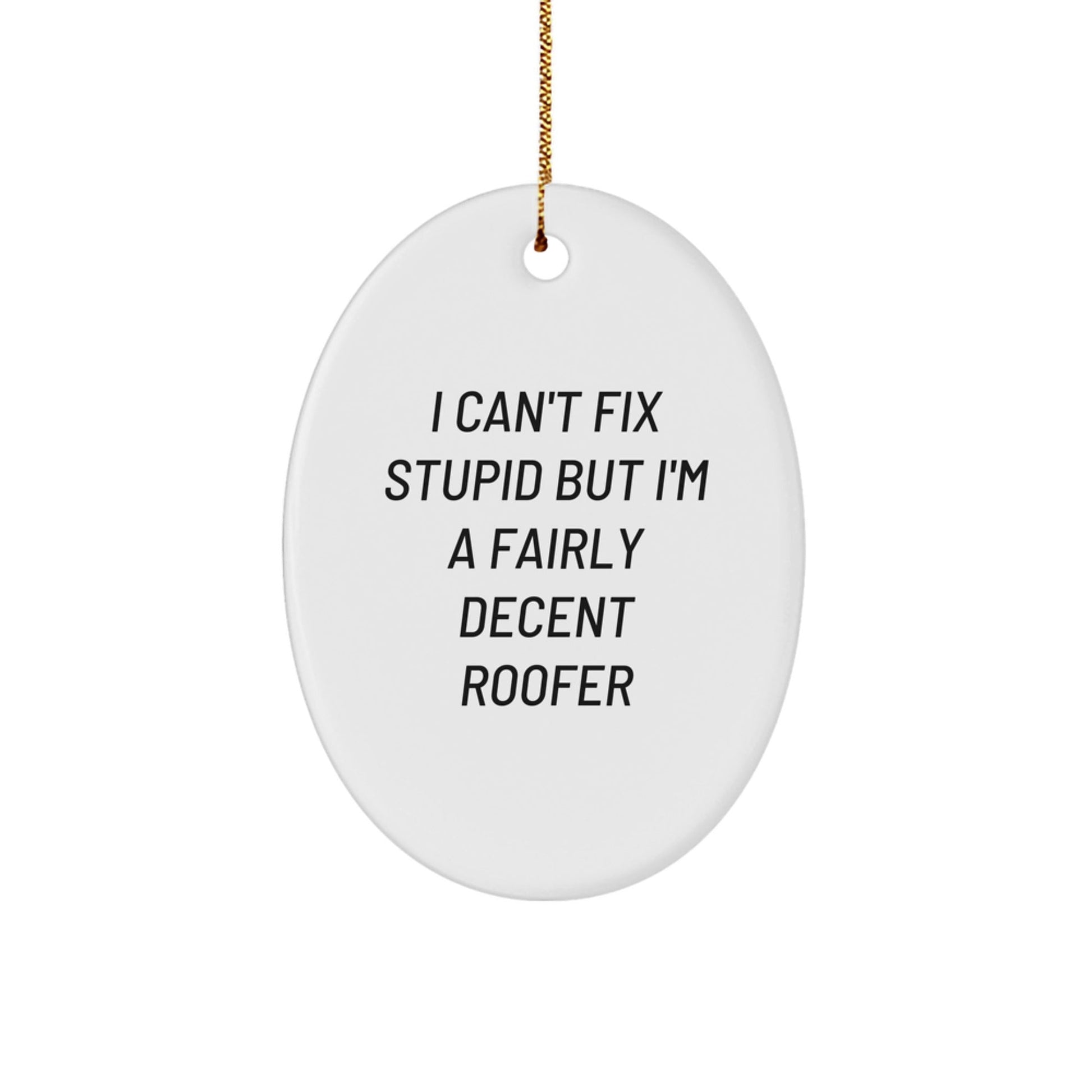 Funny Roofer Gifts from Men for Friends - Oval Ornament, 'I Can't Fix Stupid' - The Buy Boom