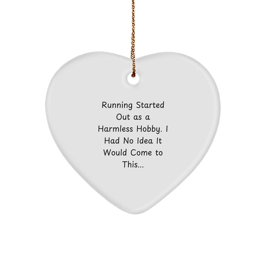 Funny Running Heart Ornament Gifts from Family for Running Enthusiasts, Heart Shaped White Ornament, Christmas Unique Gifts for Running Lovers - The Buy Boom