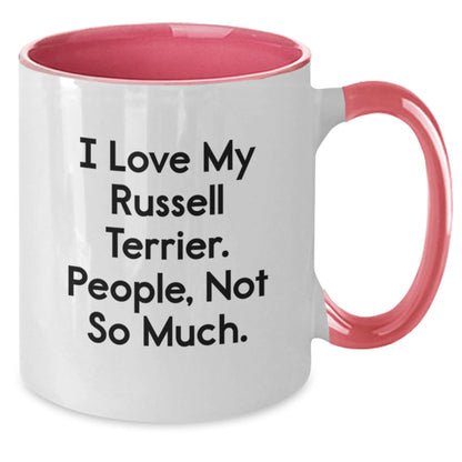 Funny Russell Terrier Dog Lover Gifts from Men to Friends - 'I Love My Russell Terrier. People, Not So Much.' Two Tone Coffee Mug for Birthday - The Buy Boom