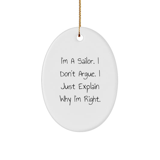 Funny Sailor Gifts for Men - Oval Ornament with 'I'm A Sailor' Quote, Perfect Christmas Unique Gifts from Friends - The Buy Boom