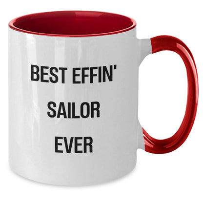 Funny Sailor Gifts from Friends for Christmas Unique Sailor Two Tone Coffee Mugs - Best Effin' Sailor Ever - The Buy Boom