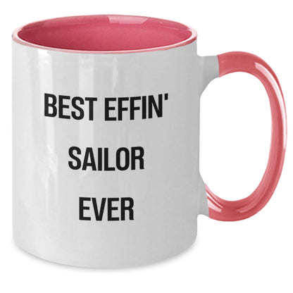 Funny Sailor Gifts from Friends for Christmas Unique Sailor Two Tone Coffee Mugs - Best Effin' Sailor Ever - The Buy Boom