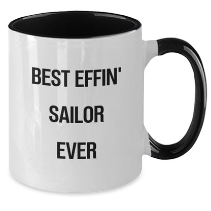 Funny Sailor Gifts from Friends for Christmas Unique Sailor Two Tone Coffee Mugs - Best Effin' Sailor Ever - The Buy Boom