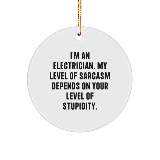 Funny Sarcasm Electrician Gifts from Family for Electrician Men, Electrician Circle Ornament, Christmas Unique Gifts, Circle Christmas Ornaments - The Buy Boom