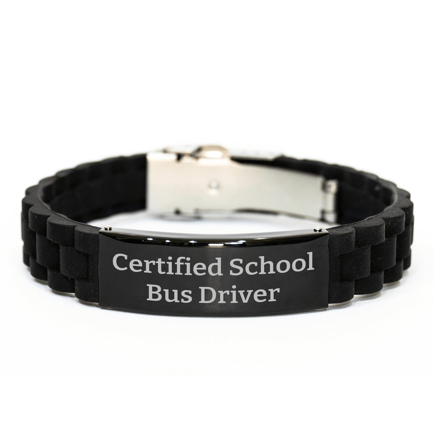 Funny School Bus Driver Gifts - Certified 'School Bus Driver' Quote Glide lock Clasp Bracelet for Men, Gifts from Family, Gifts for School Bus Driver - The Buy Boom