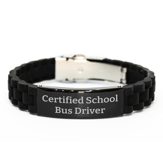 Funny School Bus Driver Gifts - Certified 'School Bus Driver' Quote Glide lock Clasp Bracelet for Men, Gifts from Family, Gifts for School Bus Driver - The Buy Boom