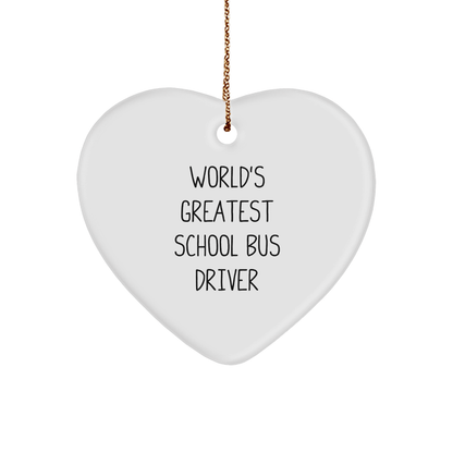 Funny School Bus Driver Gifts from Friends - 'World's Greatest' Heart Ornament for Christmas - The Buy Boom