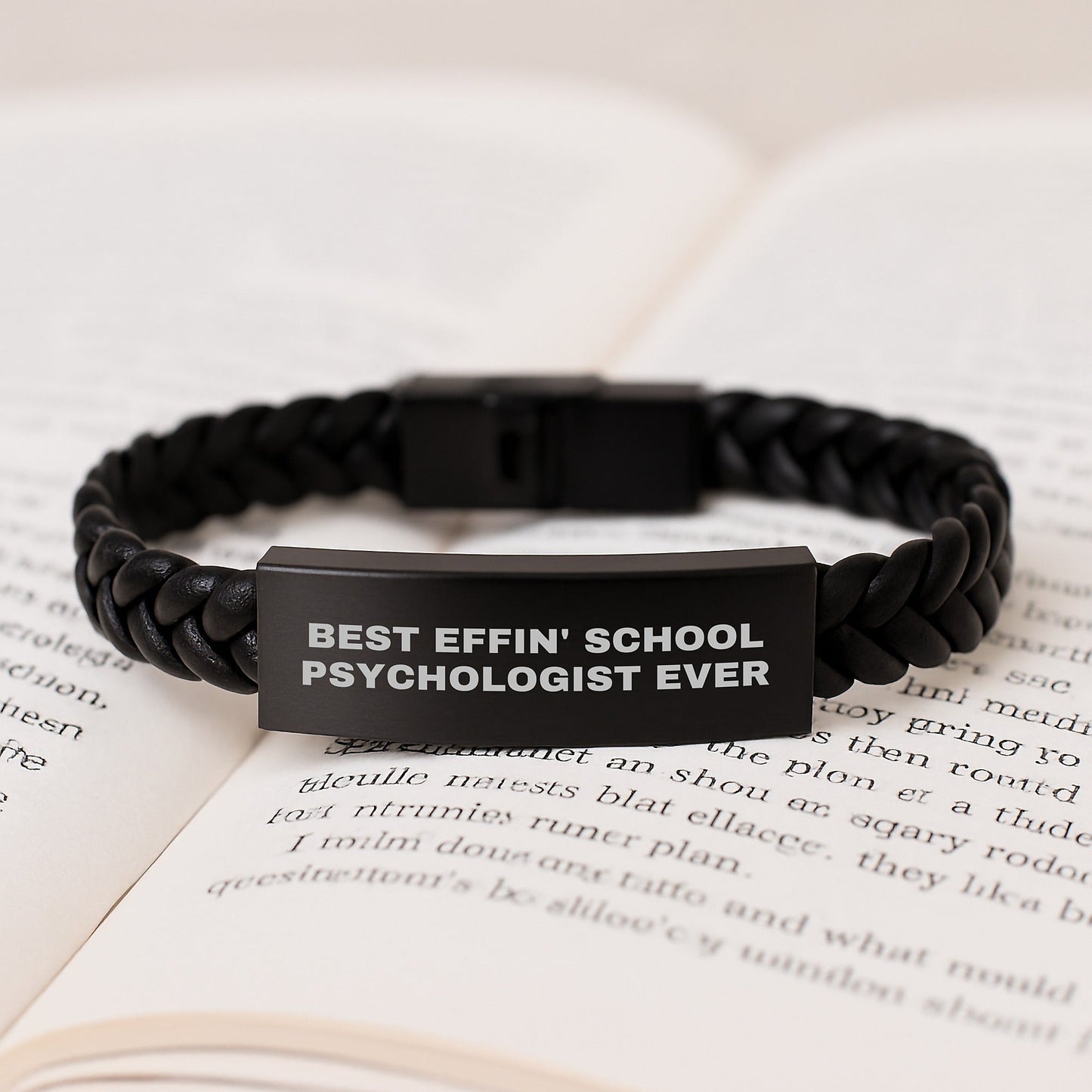 Funny School Psychologist Gifts from Men - Best Effin' School Psychologist Ever Interlaced Leather Bracelet for Women Christmas Unique Presents - The Buy Boom