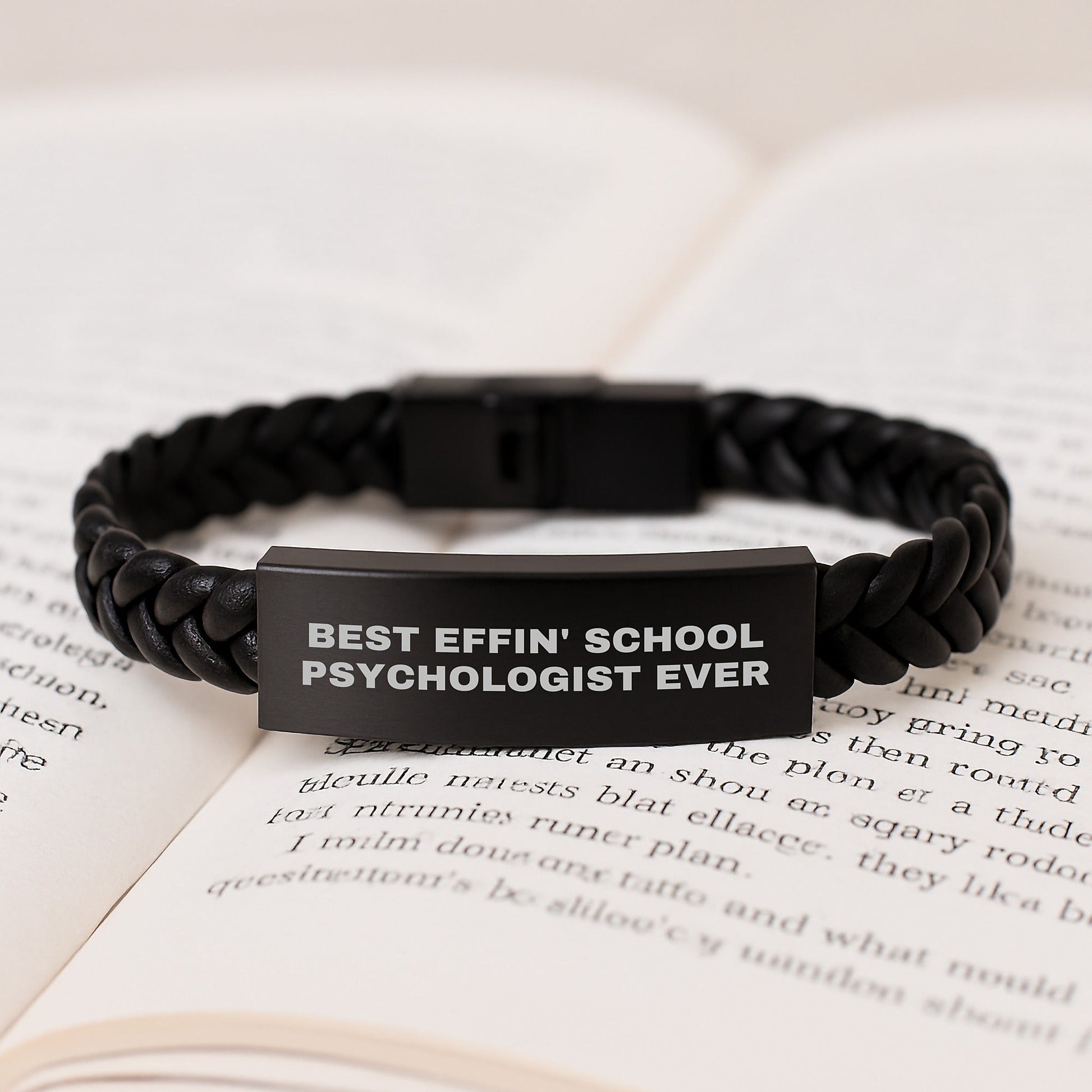 Funny School Psychologist Gifts from Men - Best Effin' School Psychologist Ever Interlaced Leather Bracelet for Women Christmas Unique Presents - The Buy Boom