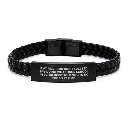 Funny School Psychologist Gifts from Men to Women, Interlaced Leather Bracelet for Christmas Unique Gifts, Inspirational Quote - The Buy Boom