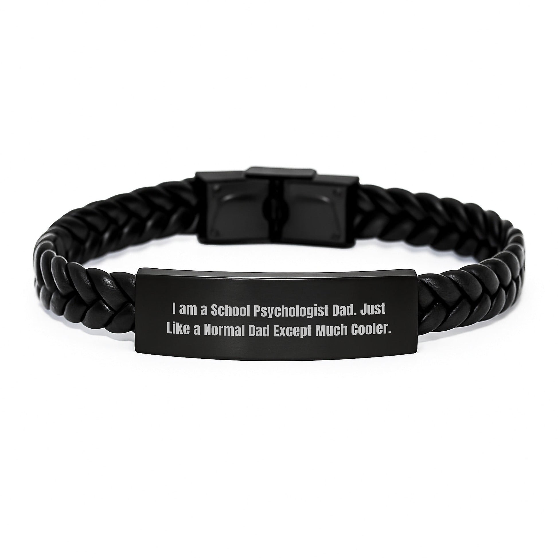 Funny School Psychologist Gifts, Interlaced Leather Bracelet for Graduation, Gifts from Men to School Psychologist Dad, I Am A School Psychologist Dad, Unique Inspirational Jewelry for Him - The Buy Boom