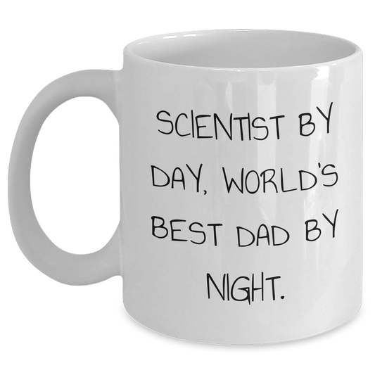 Funny Scientist by Day, World's Best Dad by Night Gifts for Him on Father's Day - White Coffee Mug - The Buy Boom