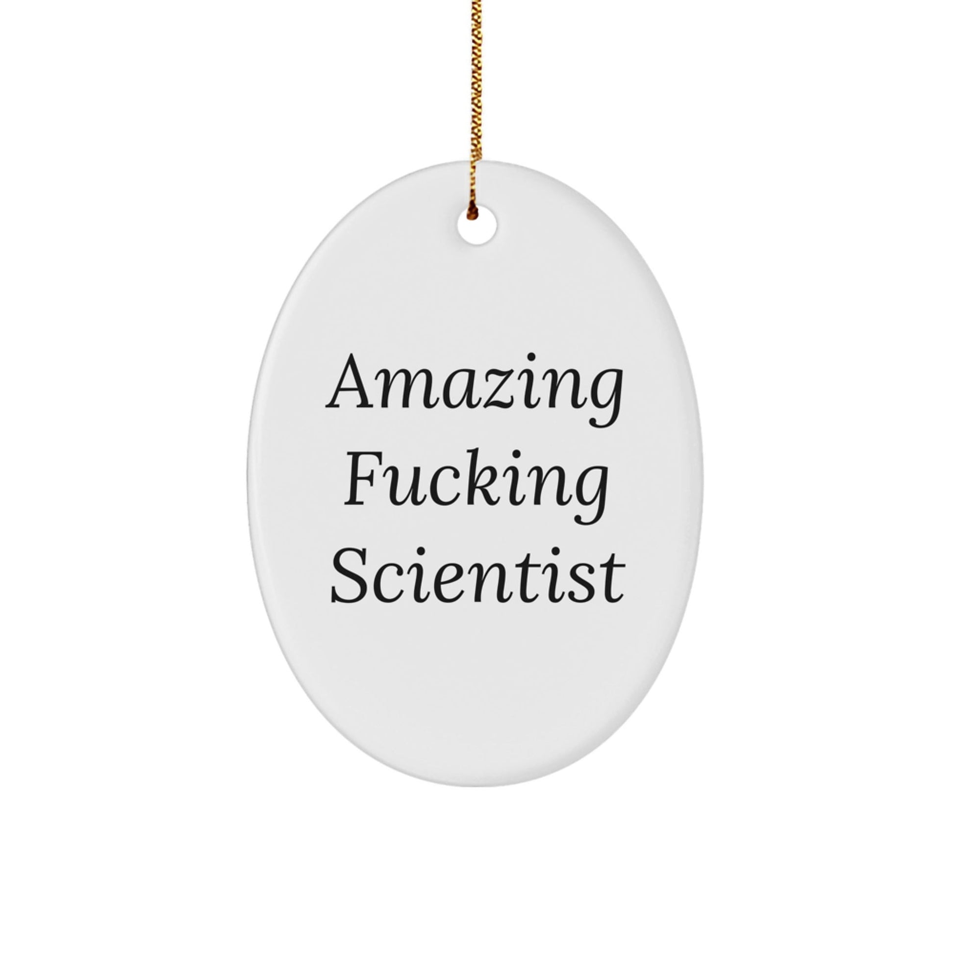 Funny Scientist Gift for Him, Oval Ornament Christmas Unique Gifts from Friends, Amazing F - king Scientist Quote - The Buy Boom