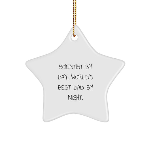 Funny Scientist Gifts by Day, World's Best Dad Star Ornament by Night, Christmas Unique Gifts for Men, Women, Coworkers, and Family - The Buy Boom
