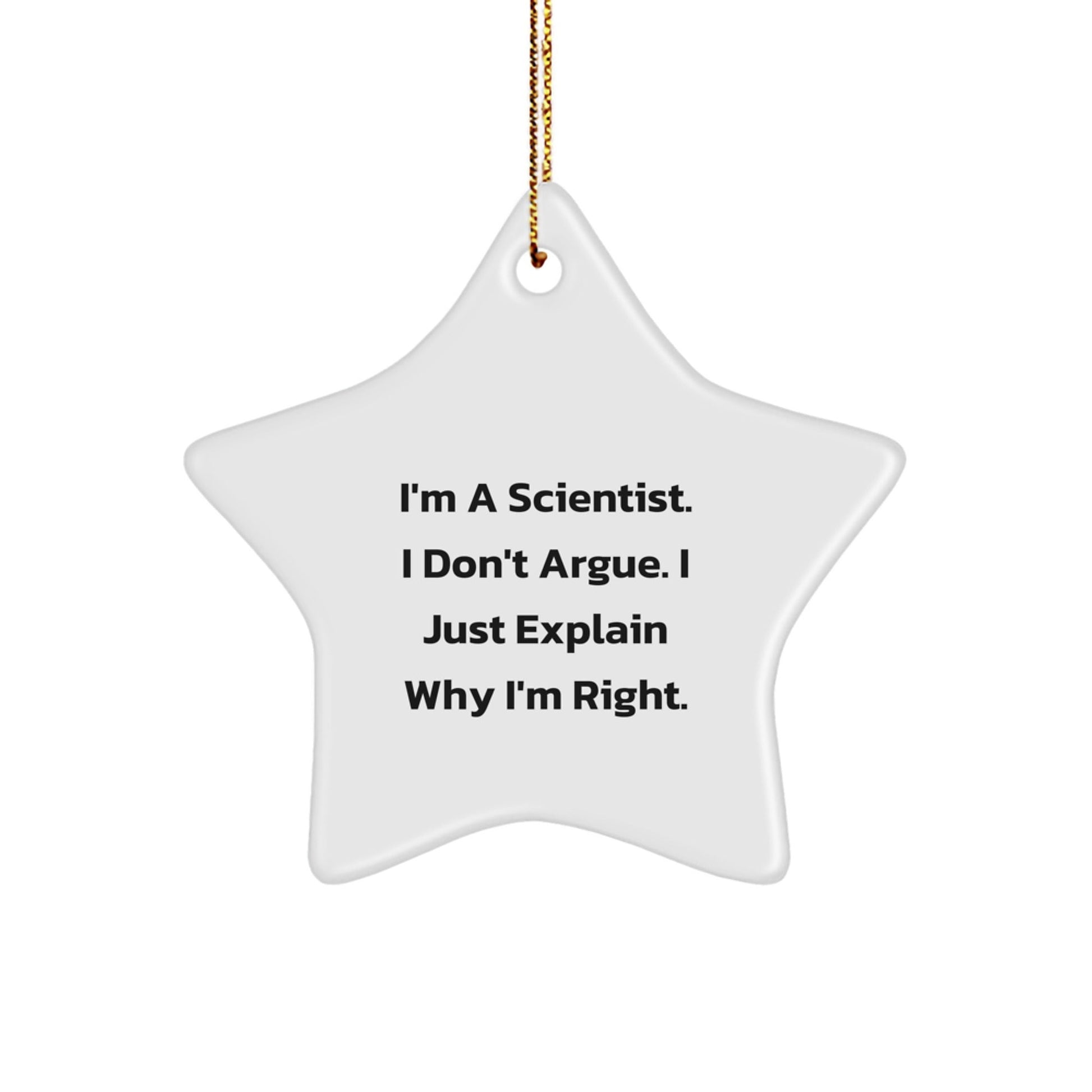 Funny Scientist Gifts for Men - Star Ornament with Gold Cord for Christmas Unique Presents from Friends and Family - The Buy Boom