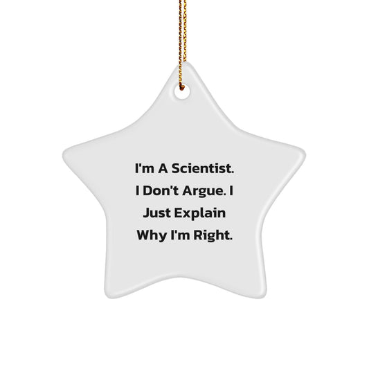 Funny Scientist Gifts for Men - Star Ornament with Gold Cord for Christmas Unique Presents from Friends and Family - The Buy Boom