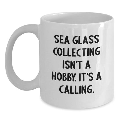 Funny Sea Glass Collecting Gifts for Women Friends from Men, Unique Christmas Unique Gifts for Sea Glass Collecting Lovers, White Coffee Mug - The Buy Boom