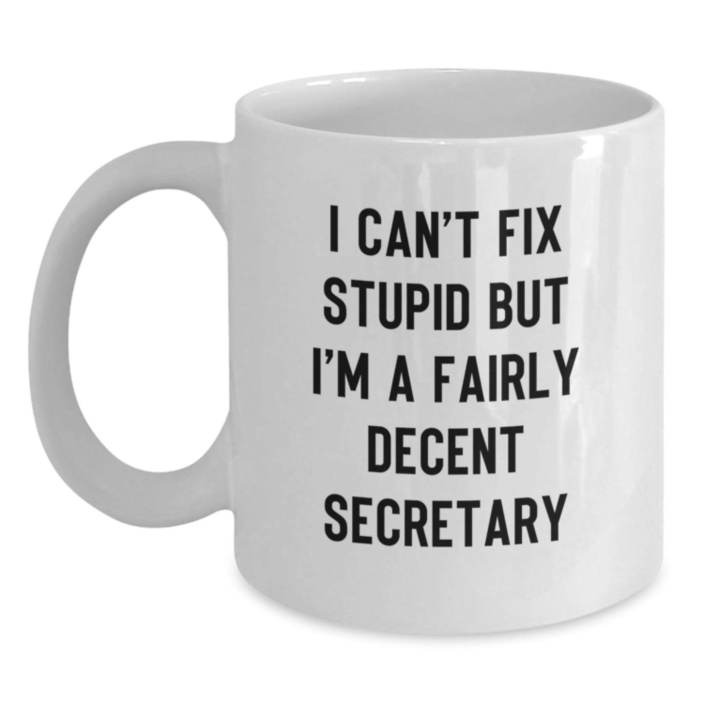 Funny Secretary Christmas Unique Gifts from Friends, White Coffee Mug for Secretary - I Can't Fix Stupid But I'm A Fairly Decent Secretary, Office Secretary Mug - The Buy Boom