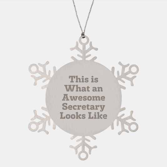Funny Secretary Gifts from Friends for Christmas, Snowflake Ornament 'This Is What An Awesome Secretary Looks Like' for Family, Coworkers, and Women - The Buy Boom