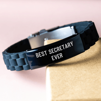 Funny Secretary Gifts from Men - Best Secretary Ever Glide lock Clasp Bracelet, Adjustable and Premium Gift for Secretary, Father's Day Unique Gifts - The Buy Boom