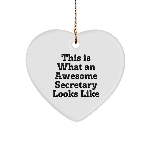 Funny Secretary Gifts, Heart Ornament for Awesome Secretaries, Gifts from Friends, Gifts for Secretary, Inspirational Quote Christmas Ornament - The Buy Boom
