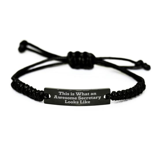 Funny Secretary Rope Bracelet Gifts from Men to Men on Father's Day - 'This Is What An Awesome Secretary Looks Like' with Adjustable Black Rope - The Buy Boom