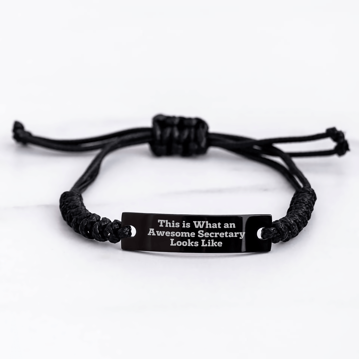 Funny Secretary Rope Bracelet Gifts from Men to Men on Father's Day - 'This Is What An Awesome Secretary Looks Like' with Adjustable Black Rope - The Buy Boom