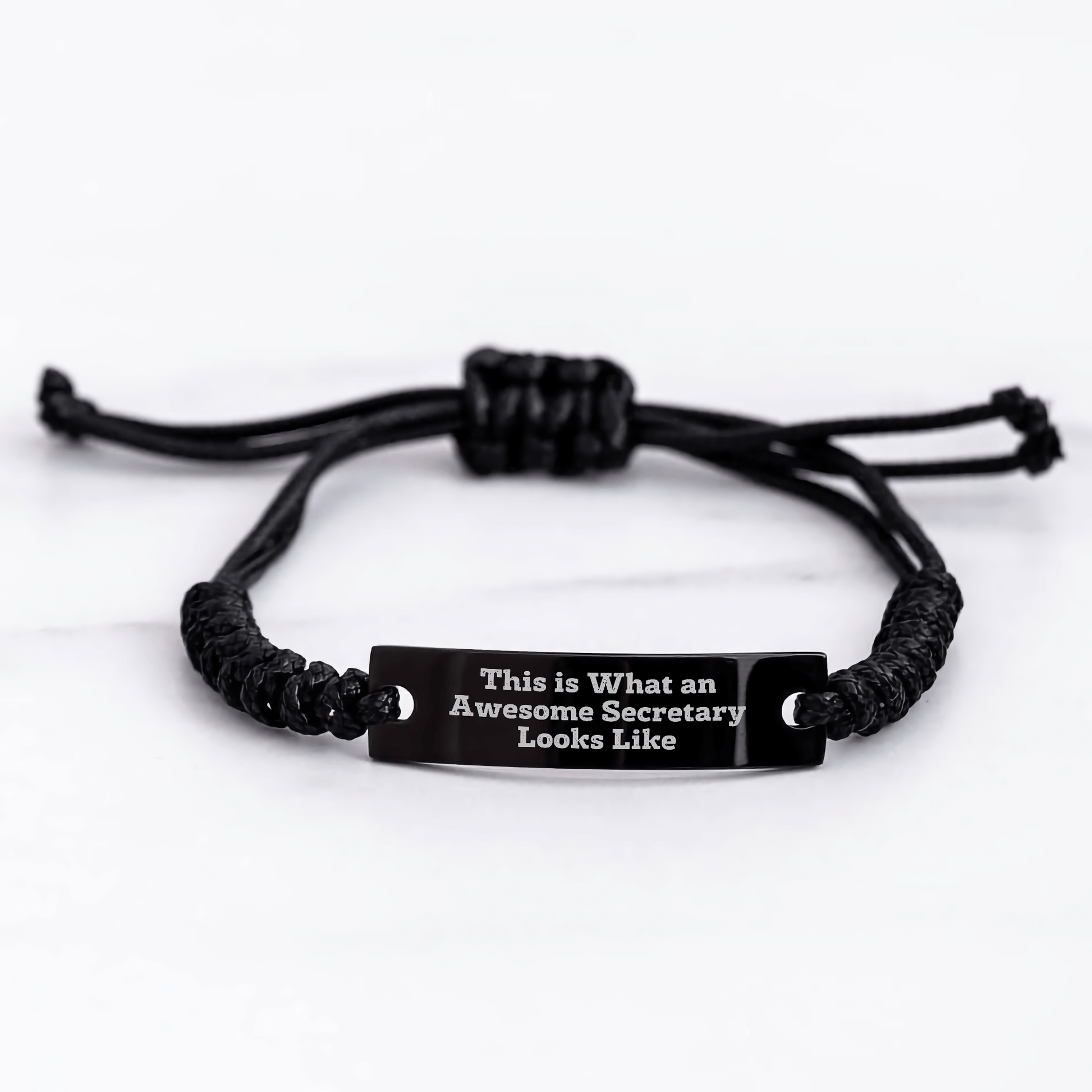 Funny Secretary Rope Bracelet Gifts from Men to Men on Father's Day - 'This Is What An Awesome Secretary Looks Like' with Adjustable Black Rope - The Buy Boom
