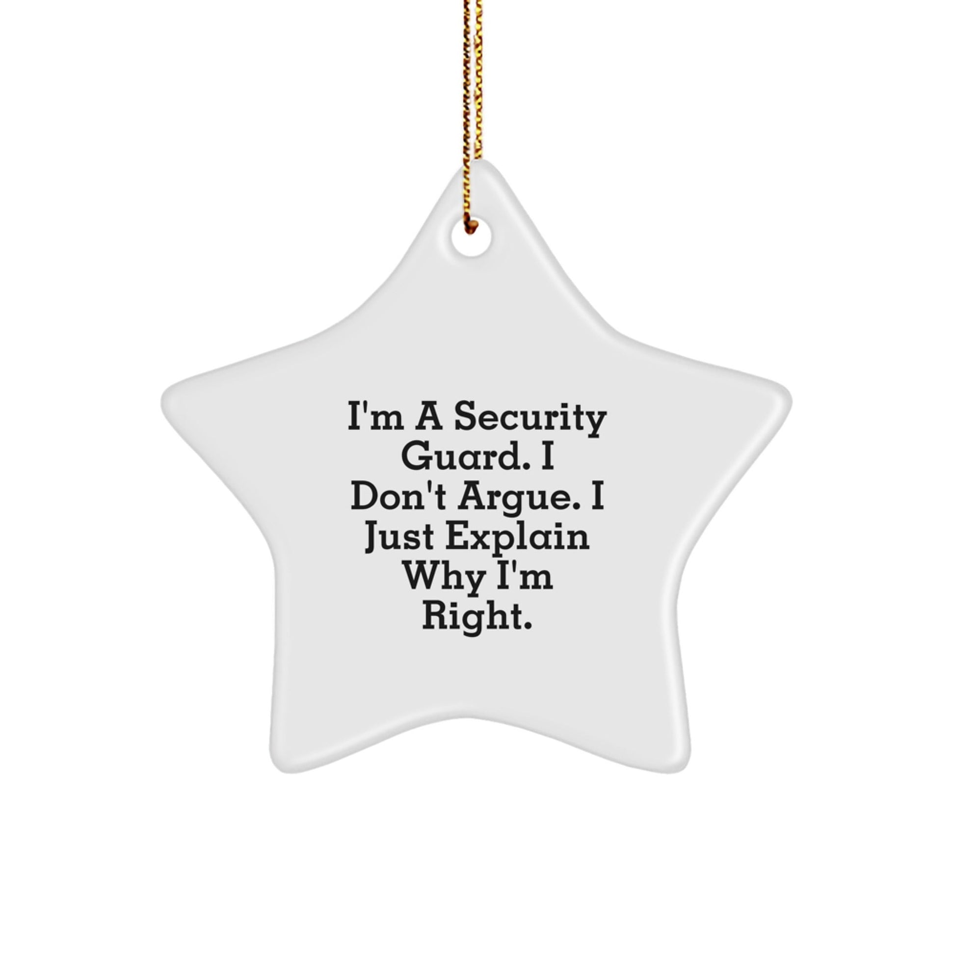 Funny Security Guard Gifts from Friends, Christmas Unique Star Ornament for Security Guard Men, Inspirational I'm a Security Guard I Don't Argue Star Decoration - The Buy Boom