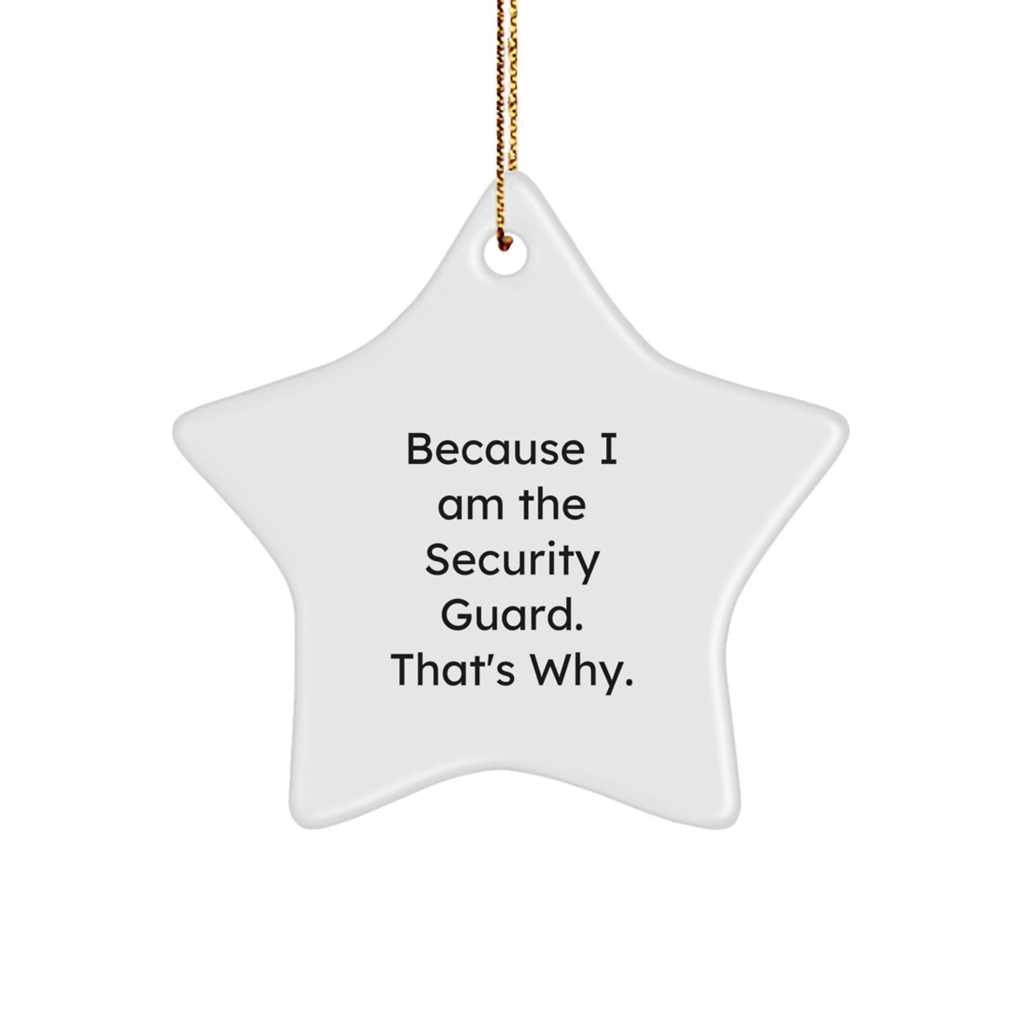 Funny Security Guard Star Ornament Gifts from Friends for Men, Women, or Coworkers - 'Because I Am The Security Guard. That's Why.' - The Buy Boom