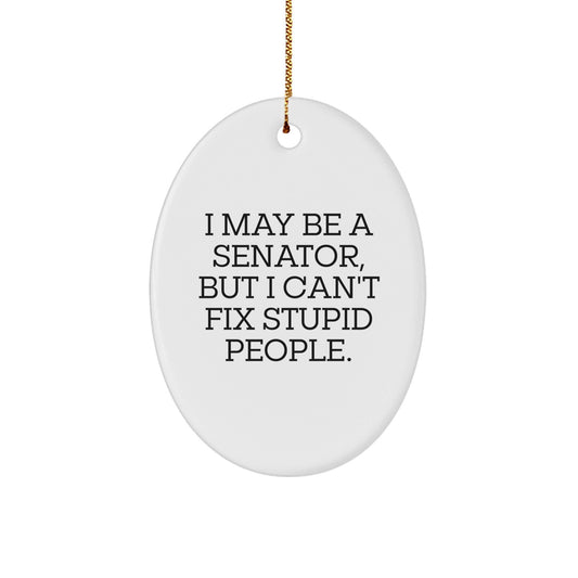 Funny Senator Oval Ornament, I May Be A Senator, But I Cant Fix Stupid People., Gifts from Friends to Senator, Unique Christmas Unique Gifts - The Buy Boom