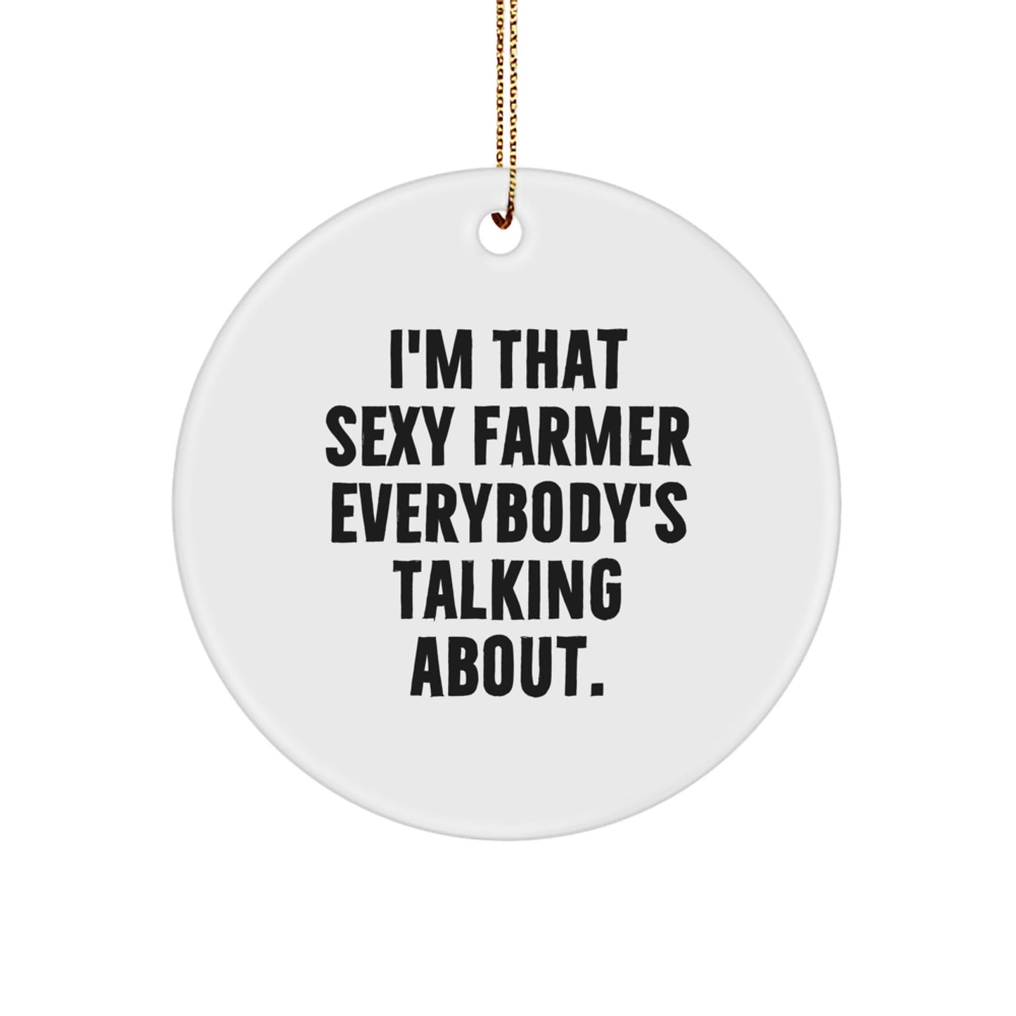 Funny Sexy Farmer Christmas Unique Gifts from Friends for Men Circle Ornament 'I'm That Sexy Farmer Everybody's Talking About.' - The Buy Boom