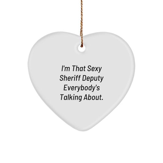 Funny Sexy Sheriff Deputy Heart Ornament Gifts from Men, Women to Sheriff Deputy, Men, Women, Friends, Coworkers, Family for Christmas Unique Presents - The Buy Boom