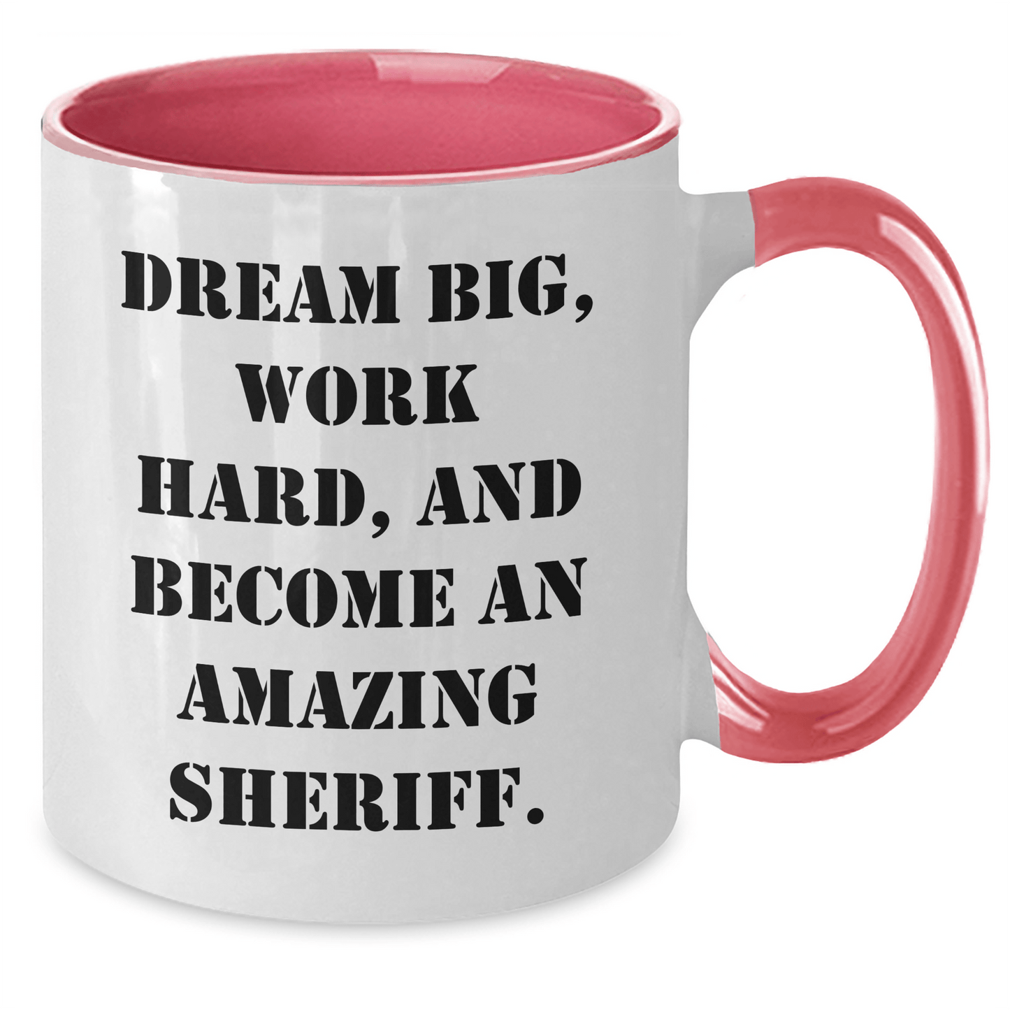 Funny Sheriff Gifts for Men, 'Dream Big, Work Hard, And Become An Amazing Sheriff.' Quote Two Tone Coffee Mug for Graduation, Gifts from Family, Friends, Coworkers - The Buy Boom
