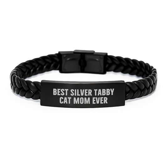 Funny Silver Tabby Cat Mom Ever Gifts from Friends for Silver Tabby Cat Lovers - Interlaced Leather Graduation Unique Gifts - The Buy Boom