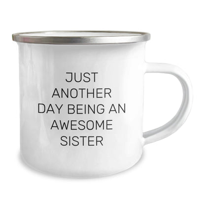 Funny Sister Gifts from Men, Women, Friends, Coworkers, Family - Christmas Unique Sister Camping Mug - Just Another Day Being An Awesome Sister - The Buy Boom