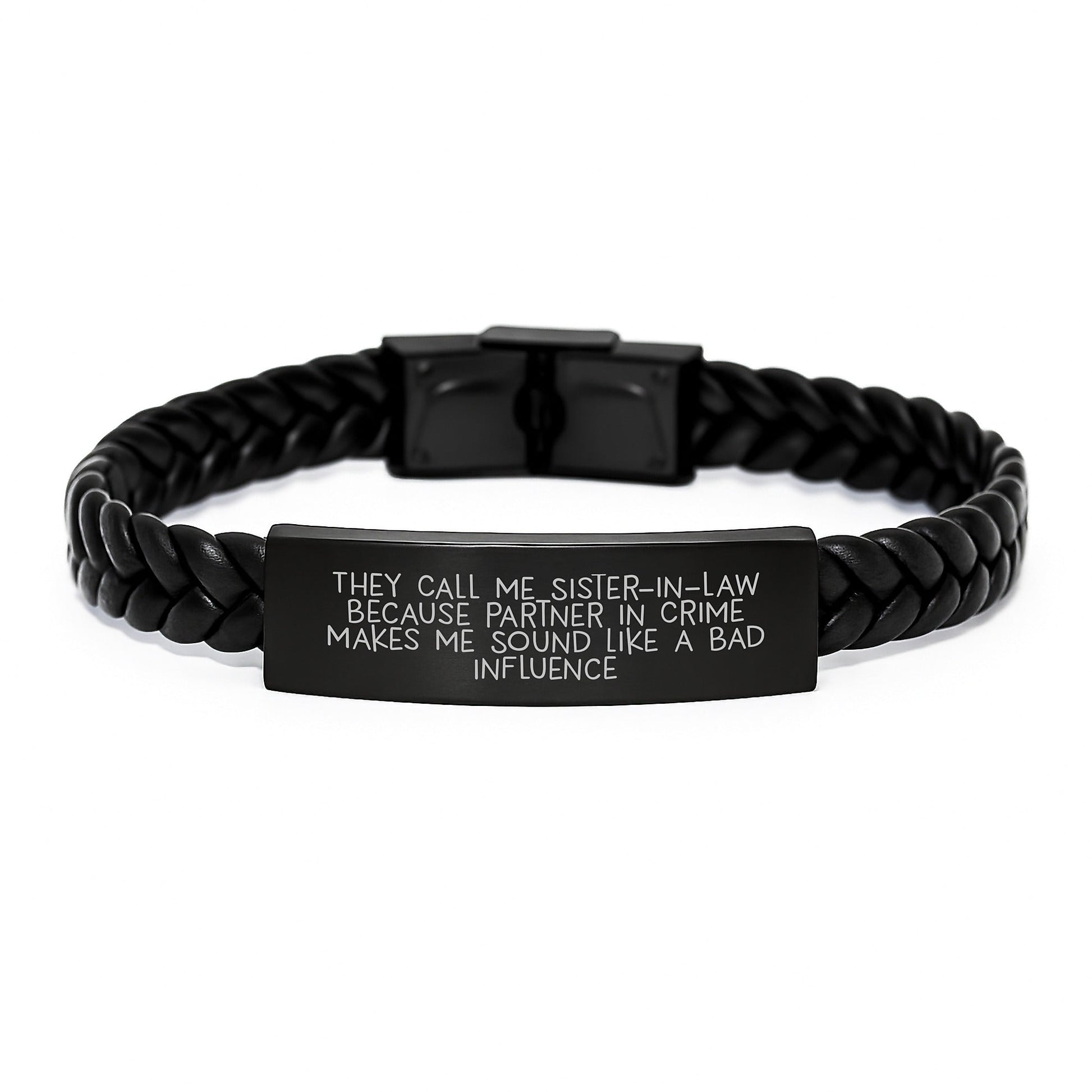 Funny Sister - in - law Gifts Birthday Interlaced Leather Bracelet Partners in Crime Quote - The Buy Boom
