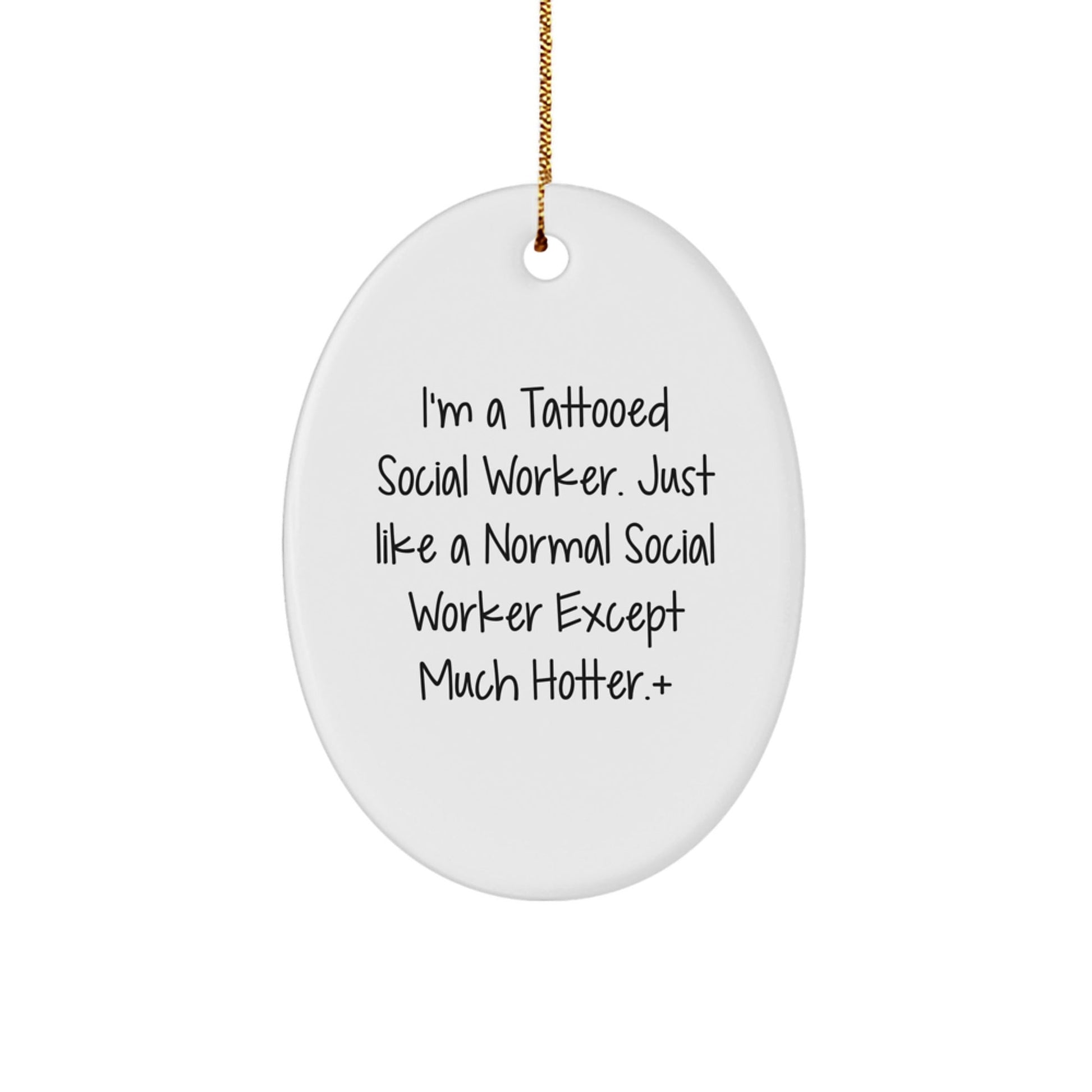 Funny Social Worker Gifts from Men - Oval Ornament for Christmas Unique Presents, Inspirational Quote for Social Worker Friends and Coworkers - The Buy Boom