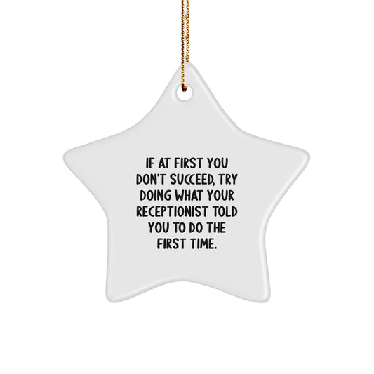 Funny Star Ornament Gifts from Coworkers to Receptionist, 'If At First You Don't Succeed, Try Doing What Your Receptionist Told You To Do The First Time.', Christmas Unique Gifts - The Buy Boom