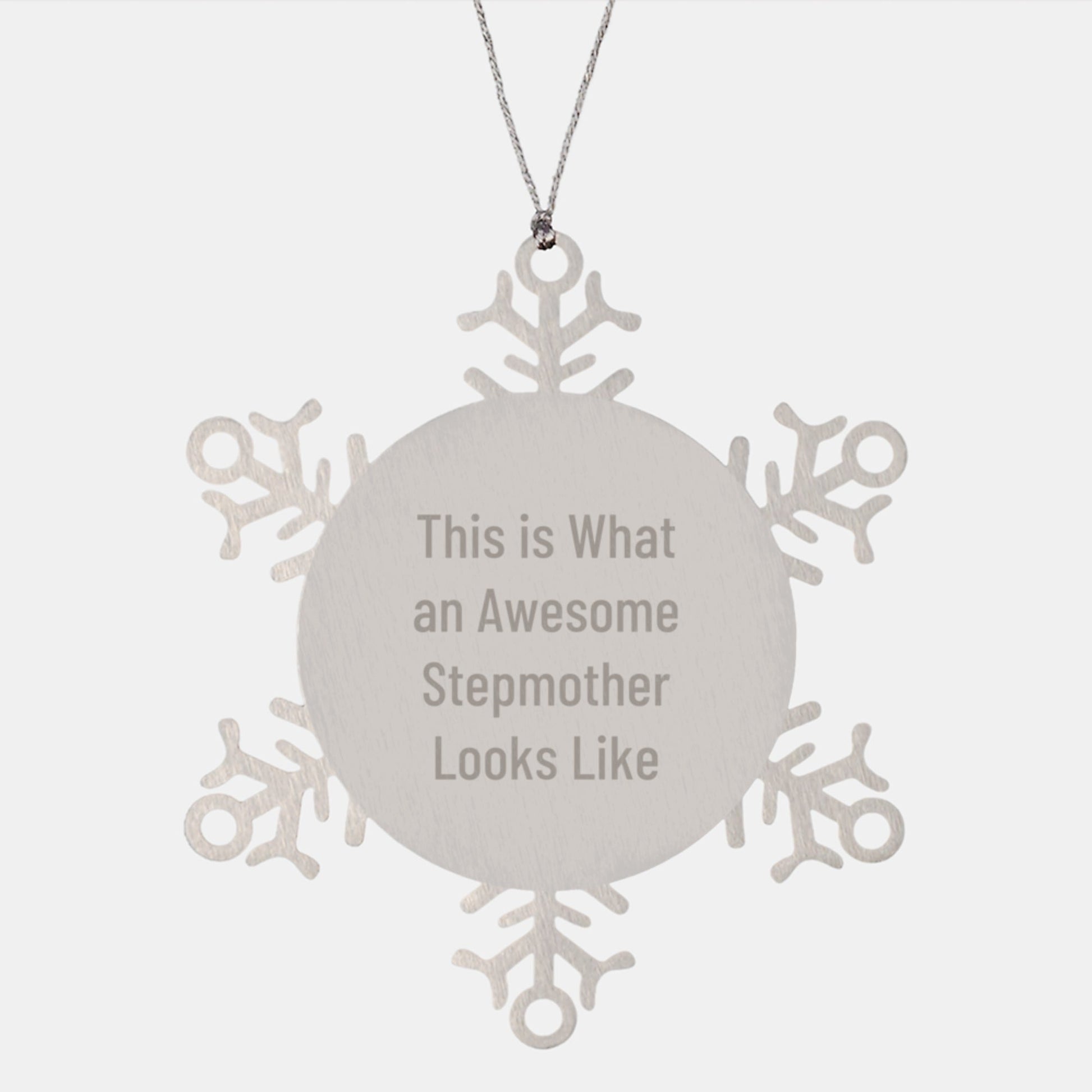 Funny Step mom Gifts from Family, 'This Is What An Awesome Stepmother Looks Like' Snowflake Ornament for Christmas - The Buy Boom