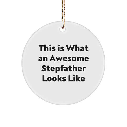 Funny Stepfather Gifts for Him - 'This Is What An Awesome Stepfather Looks Like' Circle Ornament, White, Christmas Unique Gift from Men to Stepfather - The Buy Boom