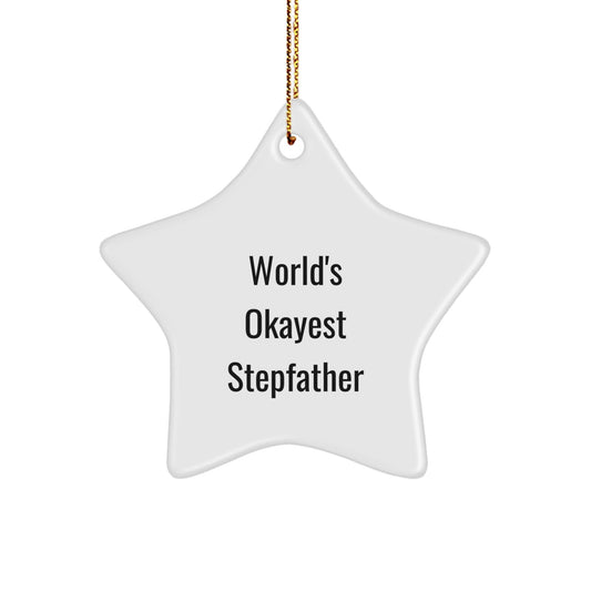 Funny Stepfather Gifts from Men for Christmas - World's Okayest Stepfather Star Ornament, Unique Present for Him, Funny Quote - The Buy Boom