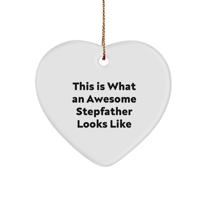 Funny Stepfather Gifts, Heart Ornament with This Is What An Awesome Stepfather Looks Like Quote, Christmas Memorable Presents for Men, Gifts from Family, Heartfelt Symbol of Appreciation - The Buy Boom