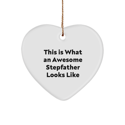 Funny Stepfather Gifts, Heart Ornament with This Is What An Awesome Stepfather Looks Like Quote, Christmas Memorable Presents for Men, Gifts from Family, Heartfelt Symbol of Appreciation - The Buy Boom