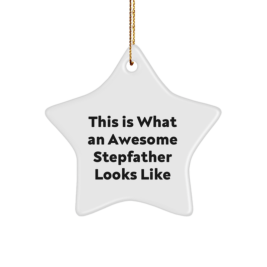 Funny Stepfather Gifts, This Is What An Awesome Stepfather Looks Like, Star Ornament, White, 3.25'' Tall, 1/8'' Thick, Perfect for Christmas, Gifts from Family to Stepfather - The Buy Boom